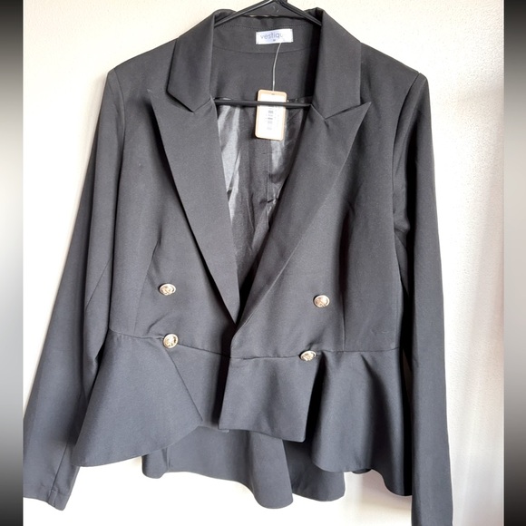 Classic Black Peplum Blazer M - Picture 3 of 3